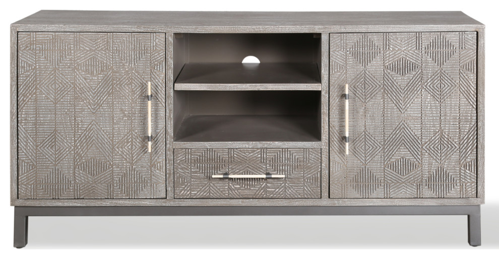 Parker House Crossings Serengeti 66 quotTV Console   Industrial   Entertainment Centers And Tv Stands   by Parker House  Houzz