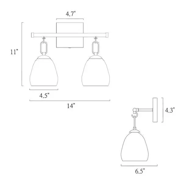 Blobfish Modern Gold 2-Light Glass Bathroom Vanity Light Linear Metal Wall Sconces - L 13.8