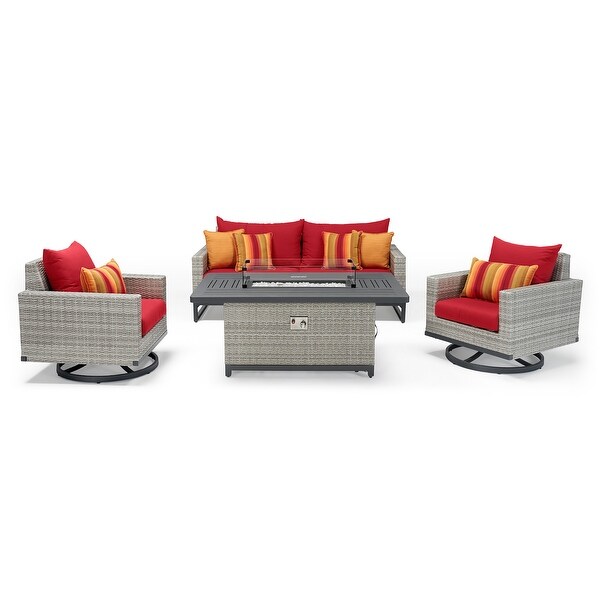 Milo Grey 4 Piece Sunbrella Outdoor Patio Motion Fire Set