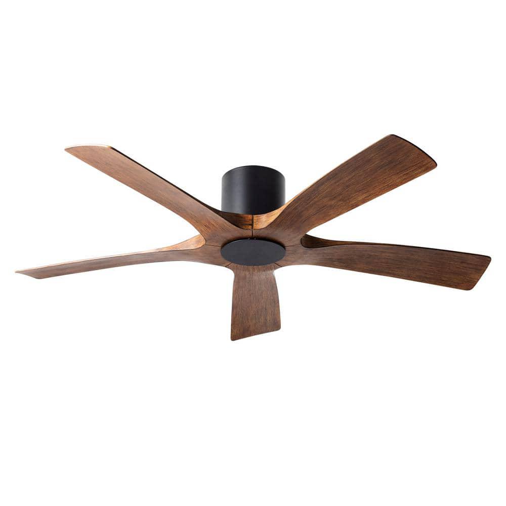 Modern Forms Aviator 54 in IndoorOutdoor Matte Black Distressed Koa 5Blade Smart Flush Mount Ceiling Fan with Remote Control