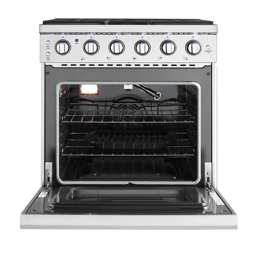 Empava 30 in. 4.5 cu. ft. Single Oven Freestanding Gas Range with 5 Burners in. Stainless Steel with Storage Drawer EMPV-30GR10