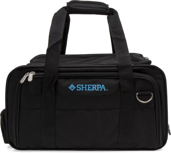 Sherpa Airline Approved Expandable Cat and Dog Travel Carrier， Black， Medium