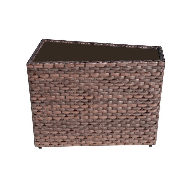 2piece Outdoor Wicker Arm Table Patio Side Table