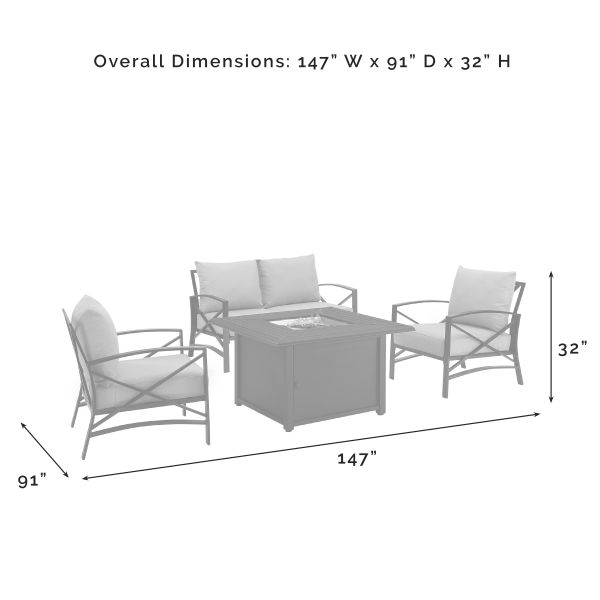 Kaplan 4Pc Outdoor Metal Conversation Set W/Fire Table