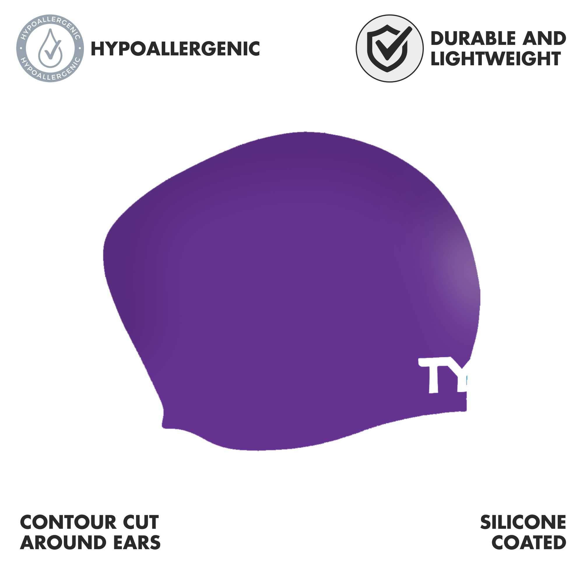 TYR Long Hair Wrinkle Free Silicone Adult Fit Cap In Purple