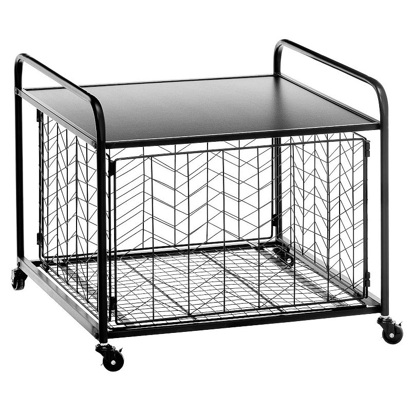 mDesign Small Portable Mini Fridge Storage Cart with Wheels and Handles