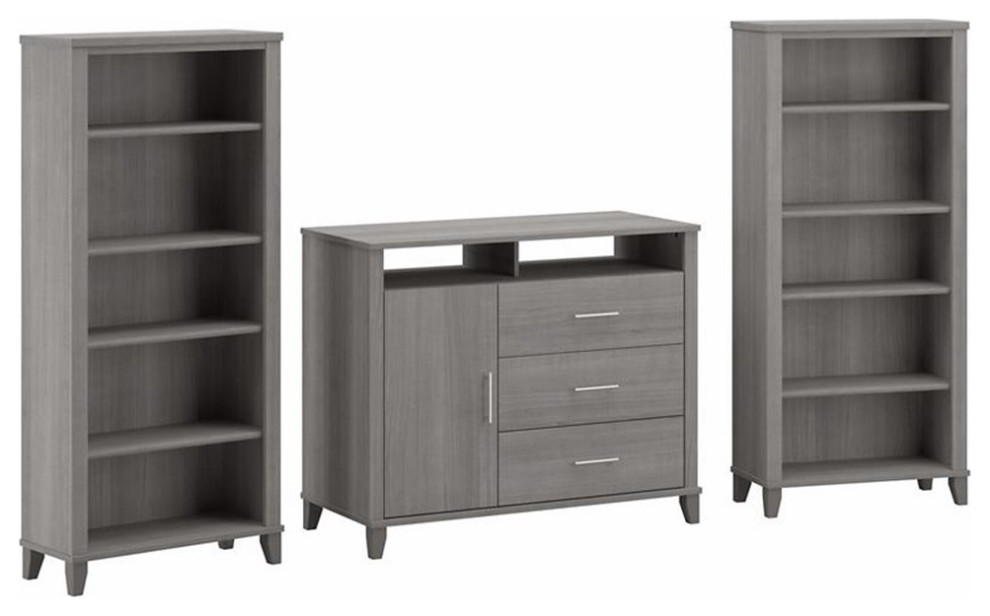 Somerset Entertainment Center in Ash Gray   Engineered Wood   Entertainment Centers And Tv Stands   by Homesquare  Houzz