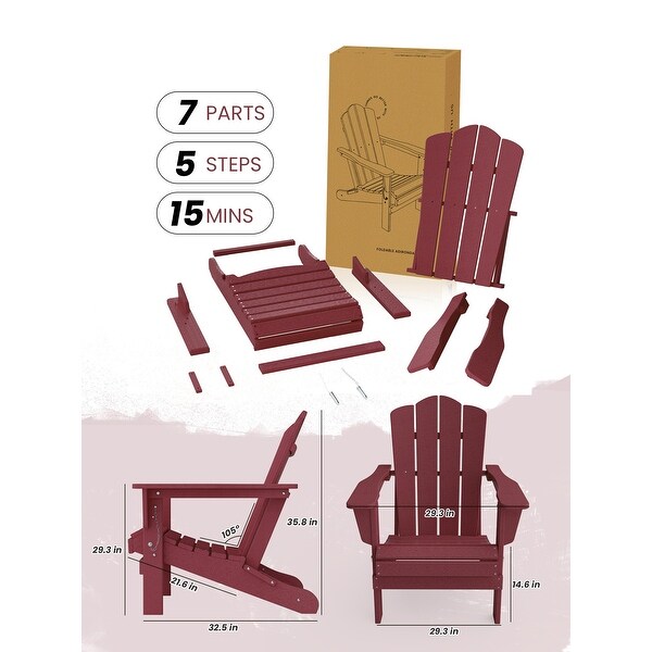 Classic Plastic Folding Outdoor Adirondack Chair Set Of 2