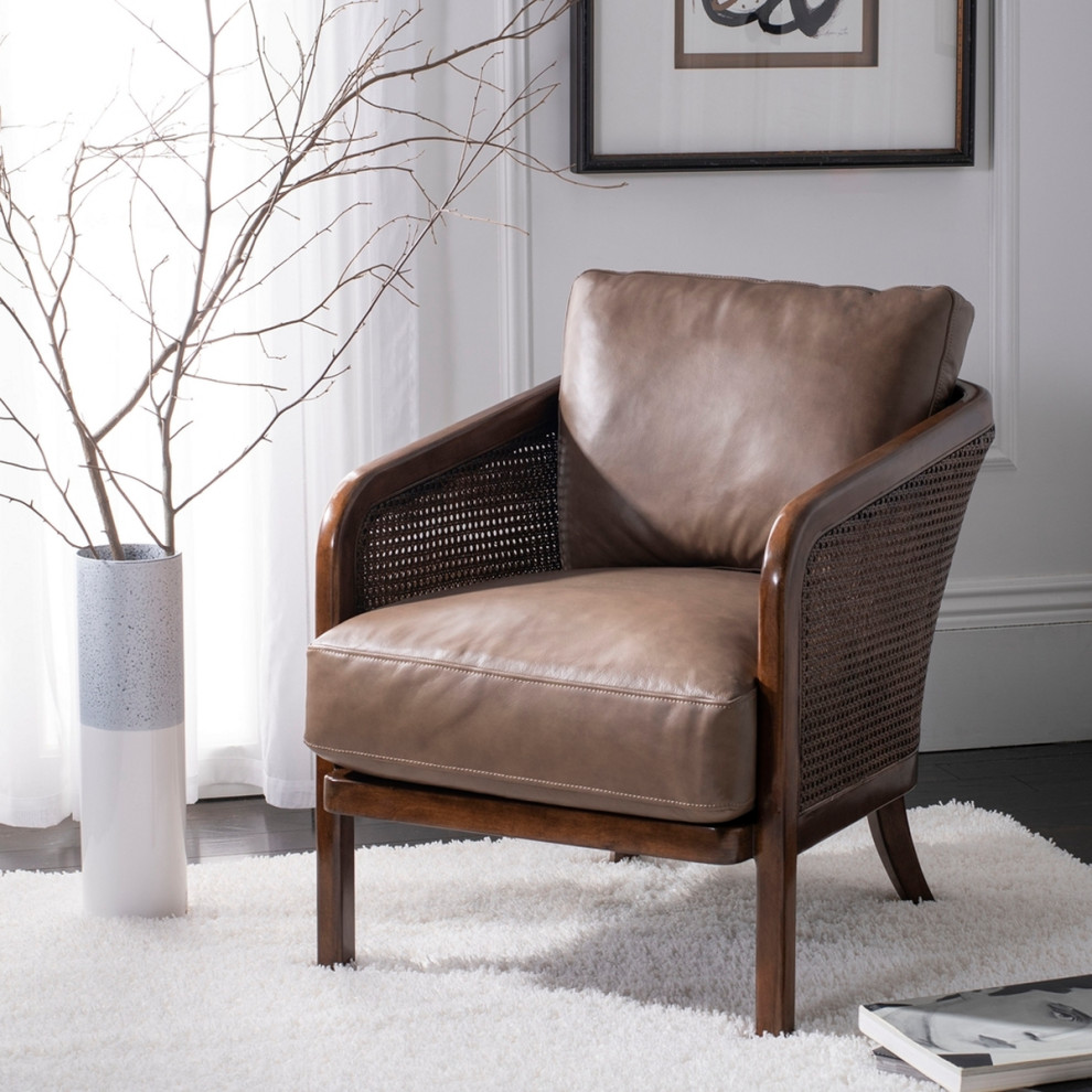 Jedrick Barrel Back Chair Dark Brown   Tropical   Armchairs And Accent Chairs   by Love Sofa  Houzz