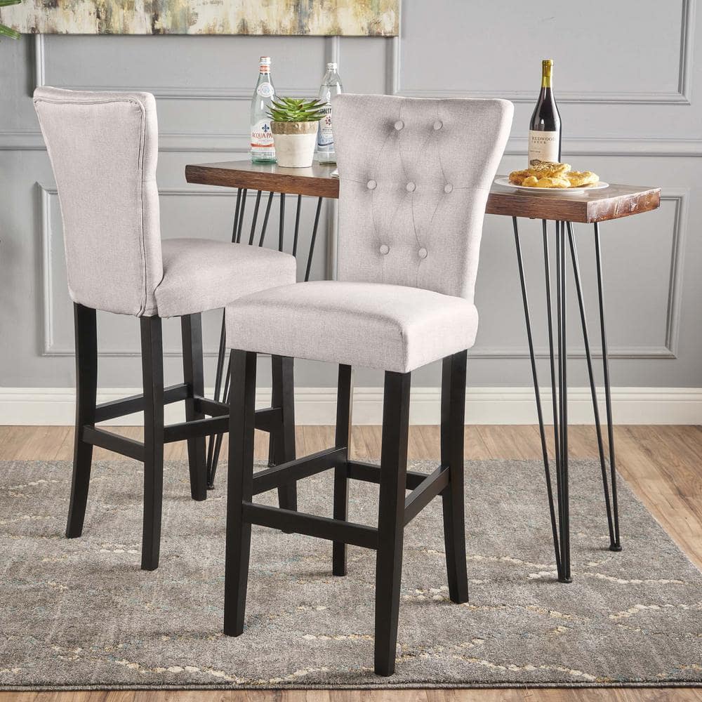 Noble House Pia 45.5 in. Wheat Upholstered Bar Stool (Set of 2) 12435