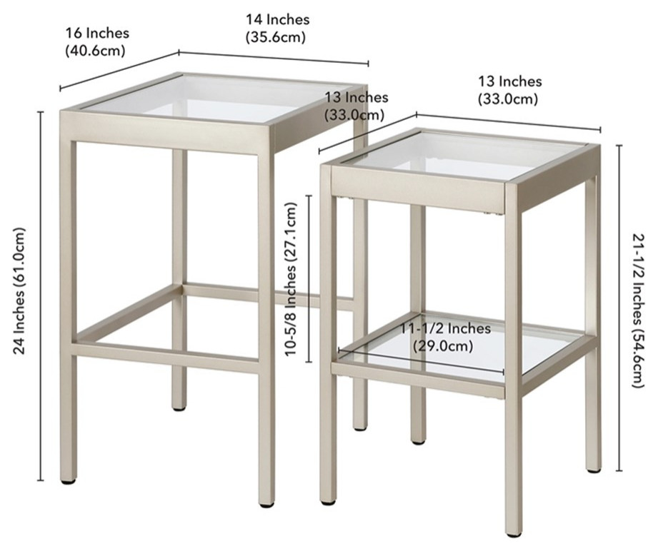 Henn ampHart 16 quotBrass Metal/Glass Side Table   Transitional   Coffee Table Sets   by Homesquare  Houzz