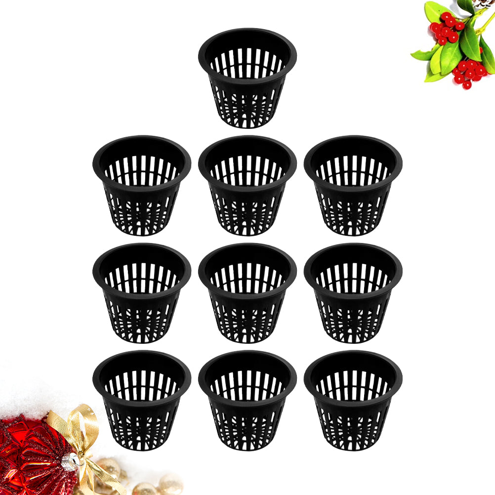 FRCOLOR 10pcs Plastic Planting Baskets Hydroponic Equipment Planting Baskets for Garden Home (Black， Medium Size)