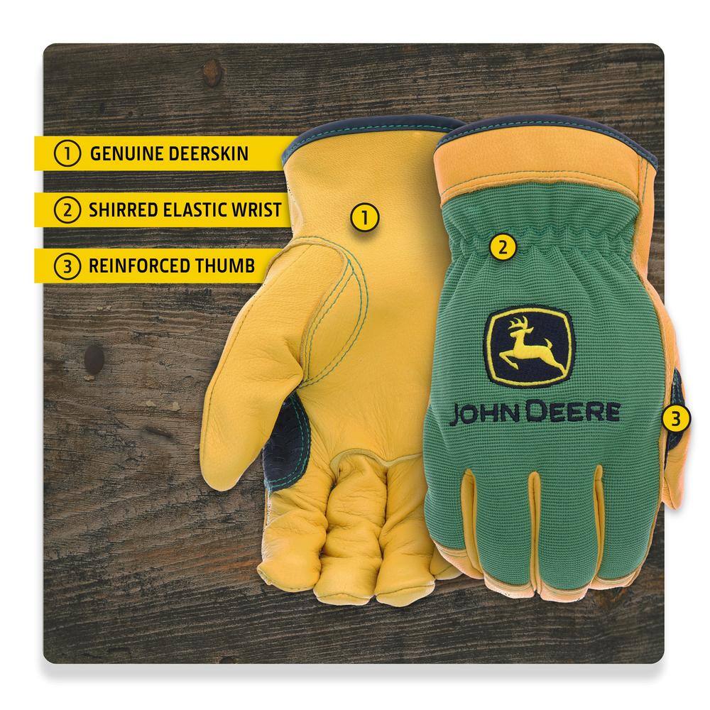 John Deere Grain Deerskin X-Large Driver Gloves JD00008XL