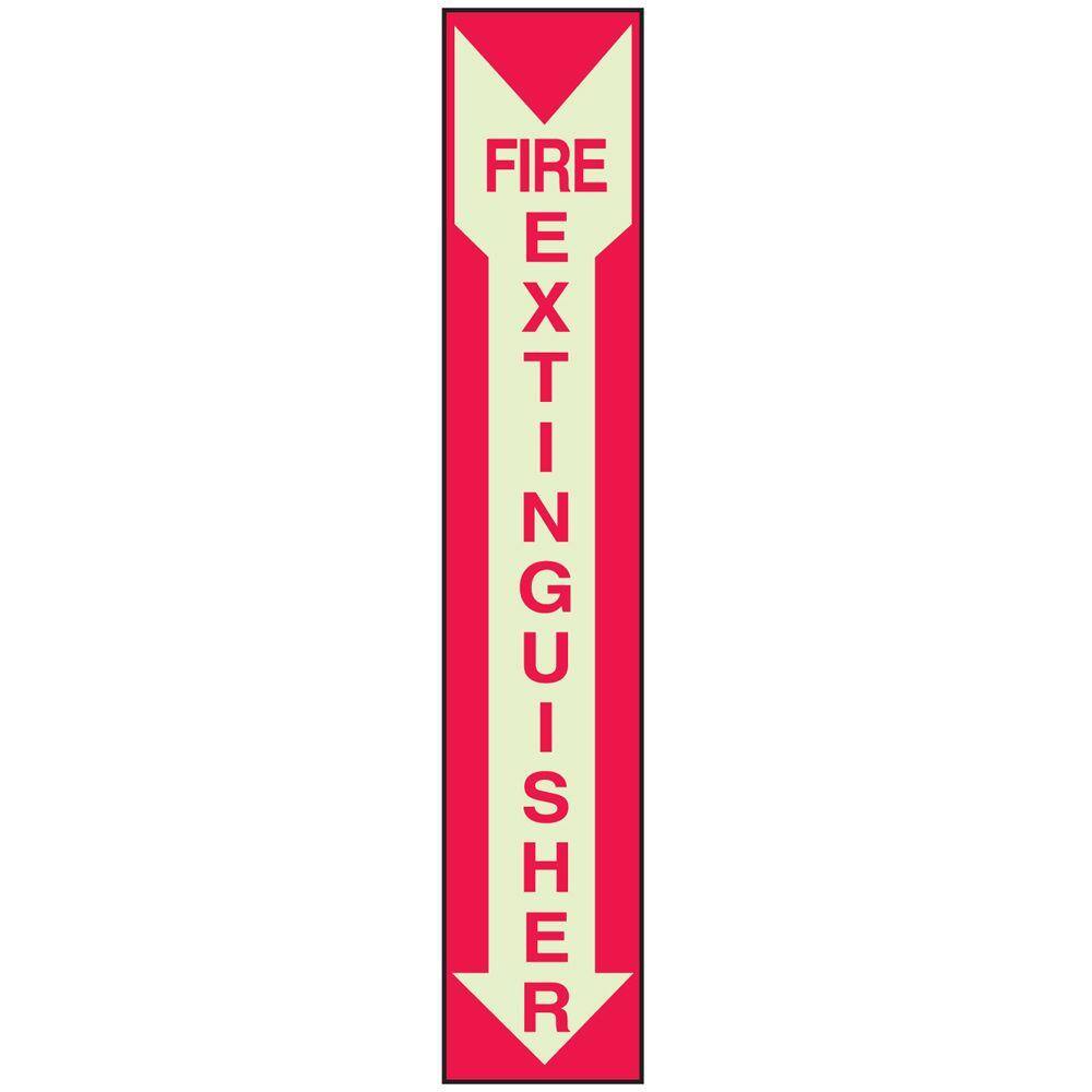 Brady 14 in. x 5 in. Glow-in-the-Dark Self-Stick Polyester Fire Extinguisher Sign 80241