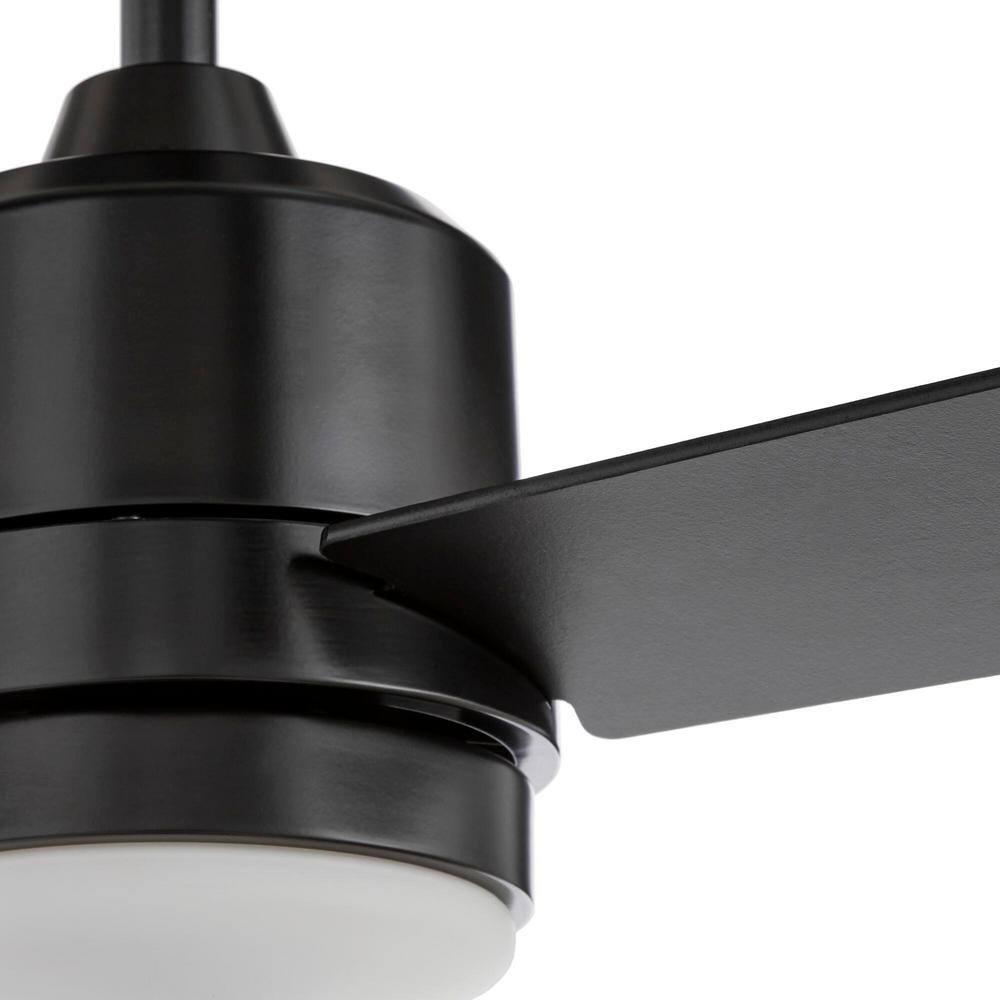 Hampton Bay Castlegate 44 in. Indoor Integrated LED Matte Black Ceiling Fan with 3 Reversible Blades Light Kit and Remote Control 52192