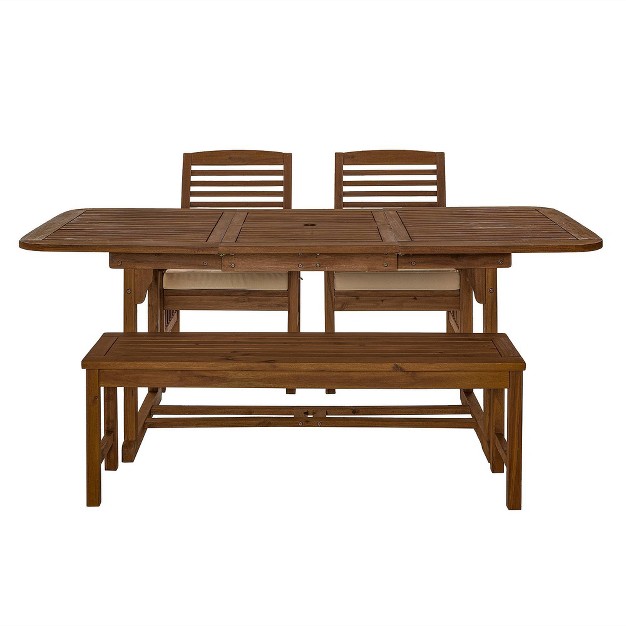 Ravenscroft 4pc Extendable Acacia Wood Outdoor Dining Set Saracina Home