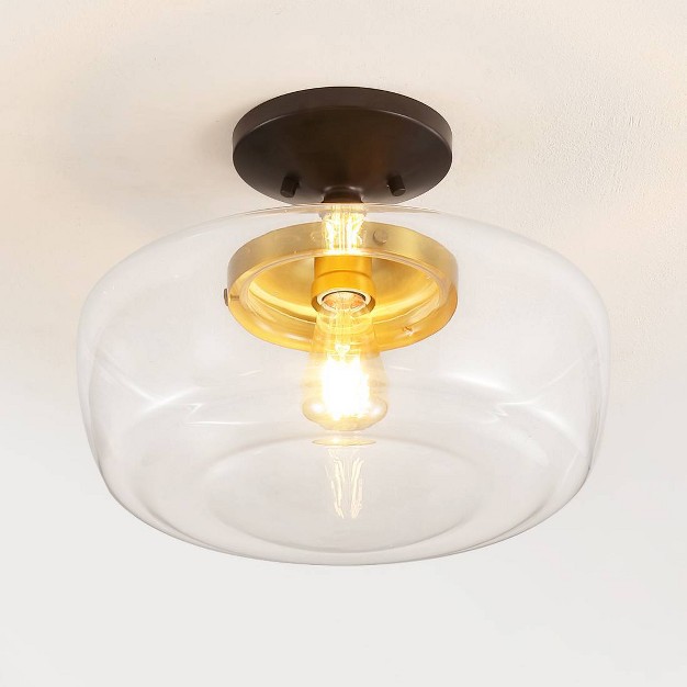 Marfa Glass iron Farmhouse Modern Led Flush Mount Jonathan Y