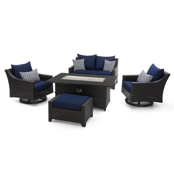 Deco 5 Piece Sunbrella Outdoor Patio Love and Motion Club Fire Set