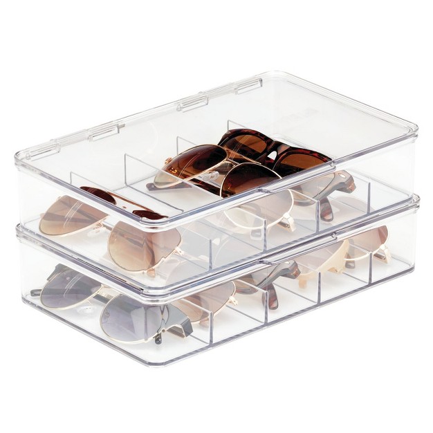 Mdesign Plastic Stackable Eyeglass Storage Organizer 5 Sections 2 Pack Clear