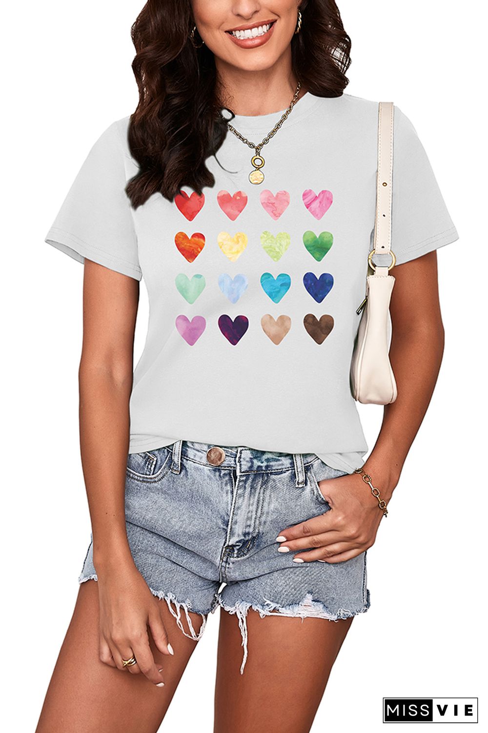 Watercolor Heart Tee, Heart Graphic Shirt Wholesale