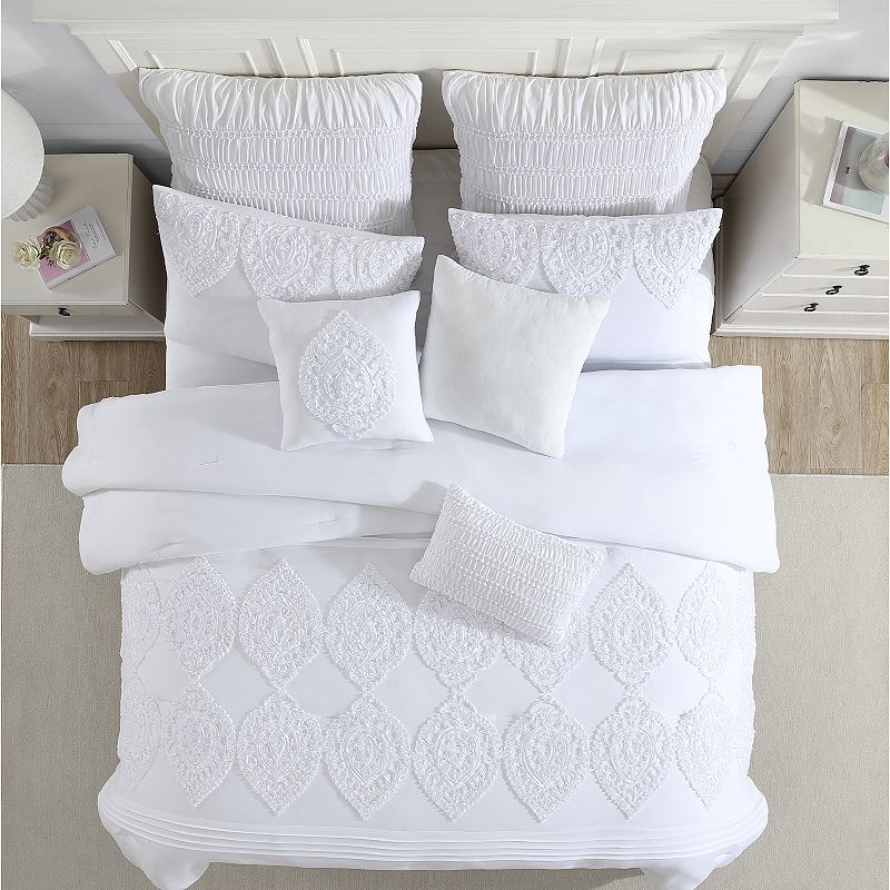 Marie Claire Washed Embroidered Comforter Set with Shams