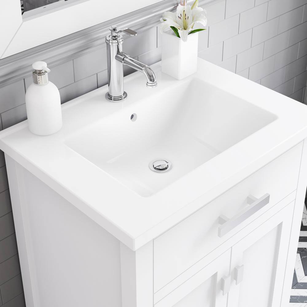 Water Creation Myra Collection 24 in. Bathroom Vanity in Pure White with Ceramics Vanity Top in White - Vanity Only MYRA24W