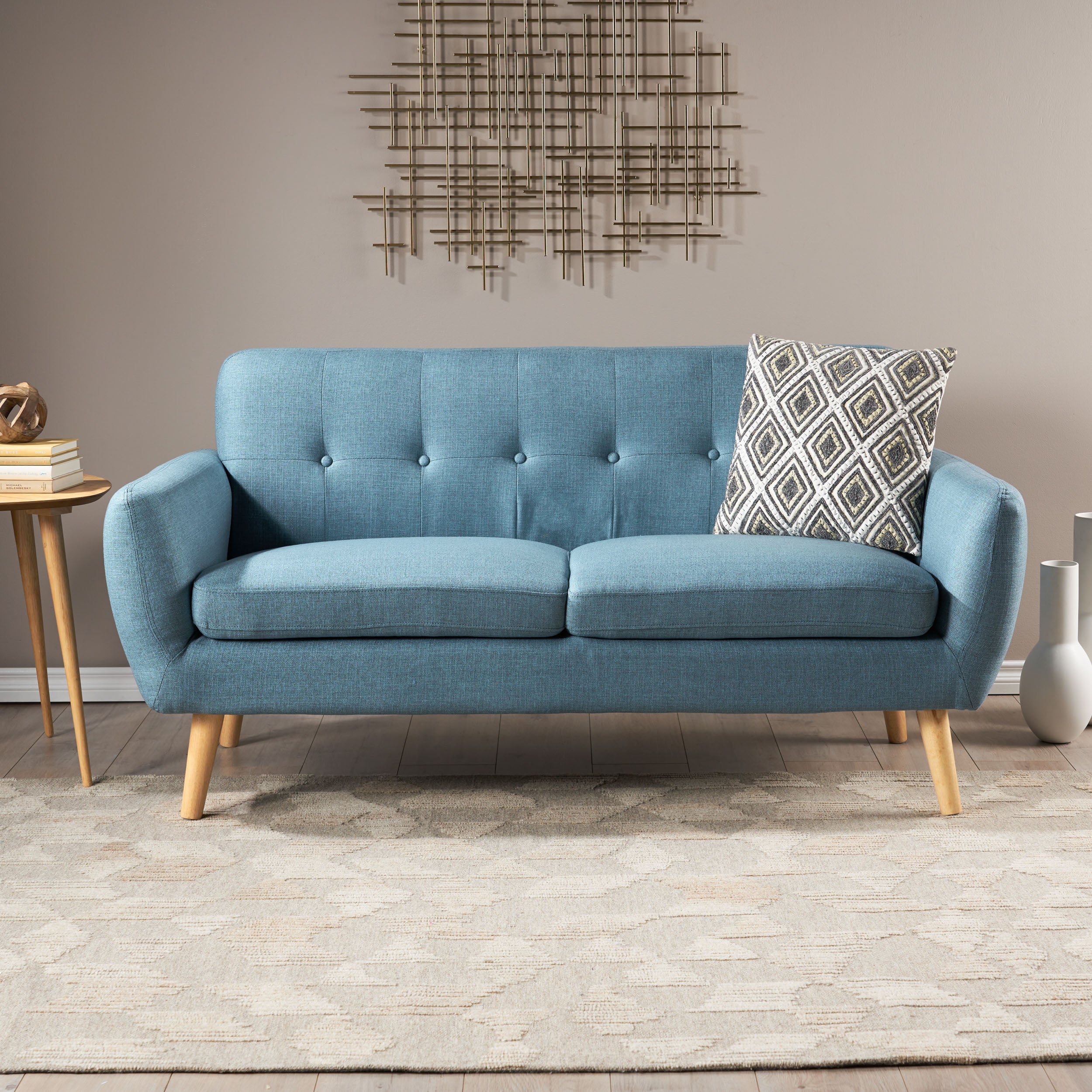 Joseline Mid Century Modern Petite Fabric Love Seat