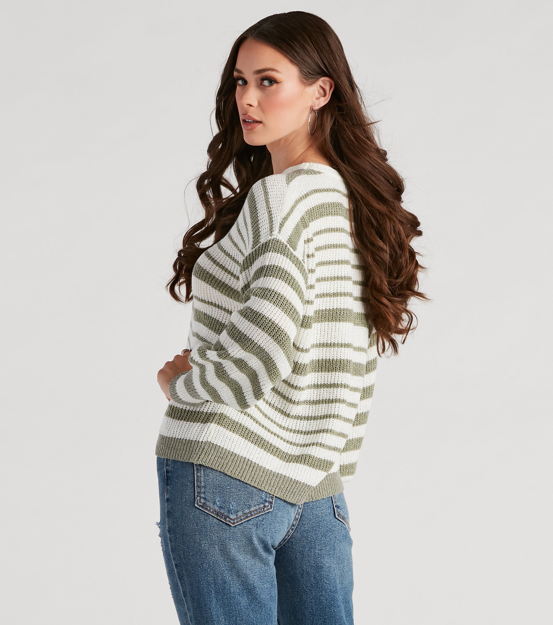 Casual Cute Striped Oversized Sweater