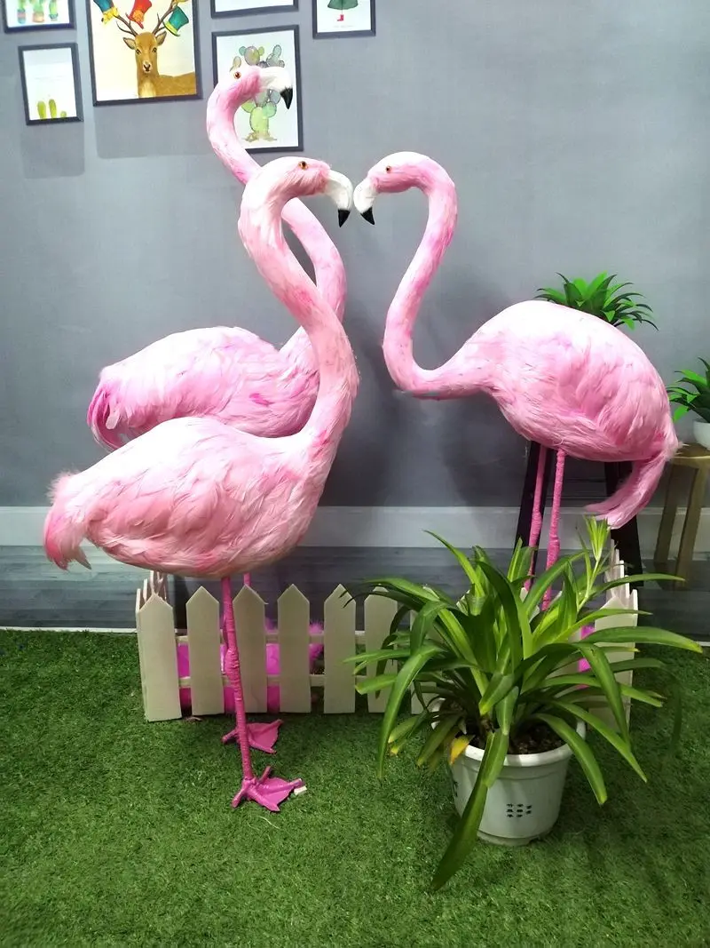 Large Wedding Decoration Feathers Flamingo Realistic Bird Model Wedding Party Supplies Forest Animal Flamingo