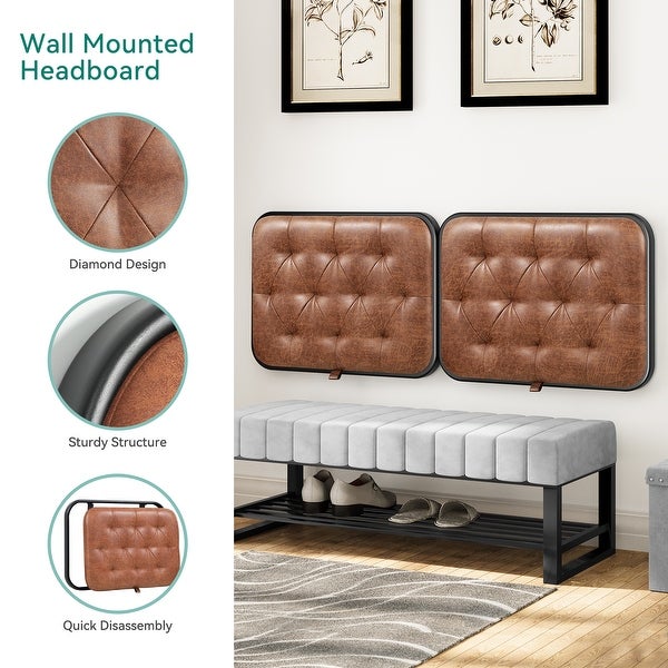 PU/Fabric Wall Mounted Headboard Multifunction Upholstered Headboard - - 37842150