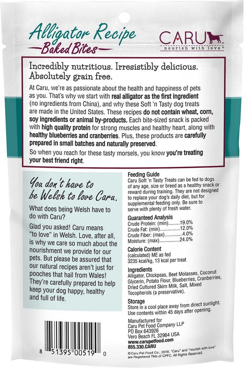 Caru Soft 'n Tasty Baked Bites Alligator Recipe Grain-Free Dog Treats