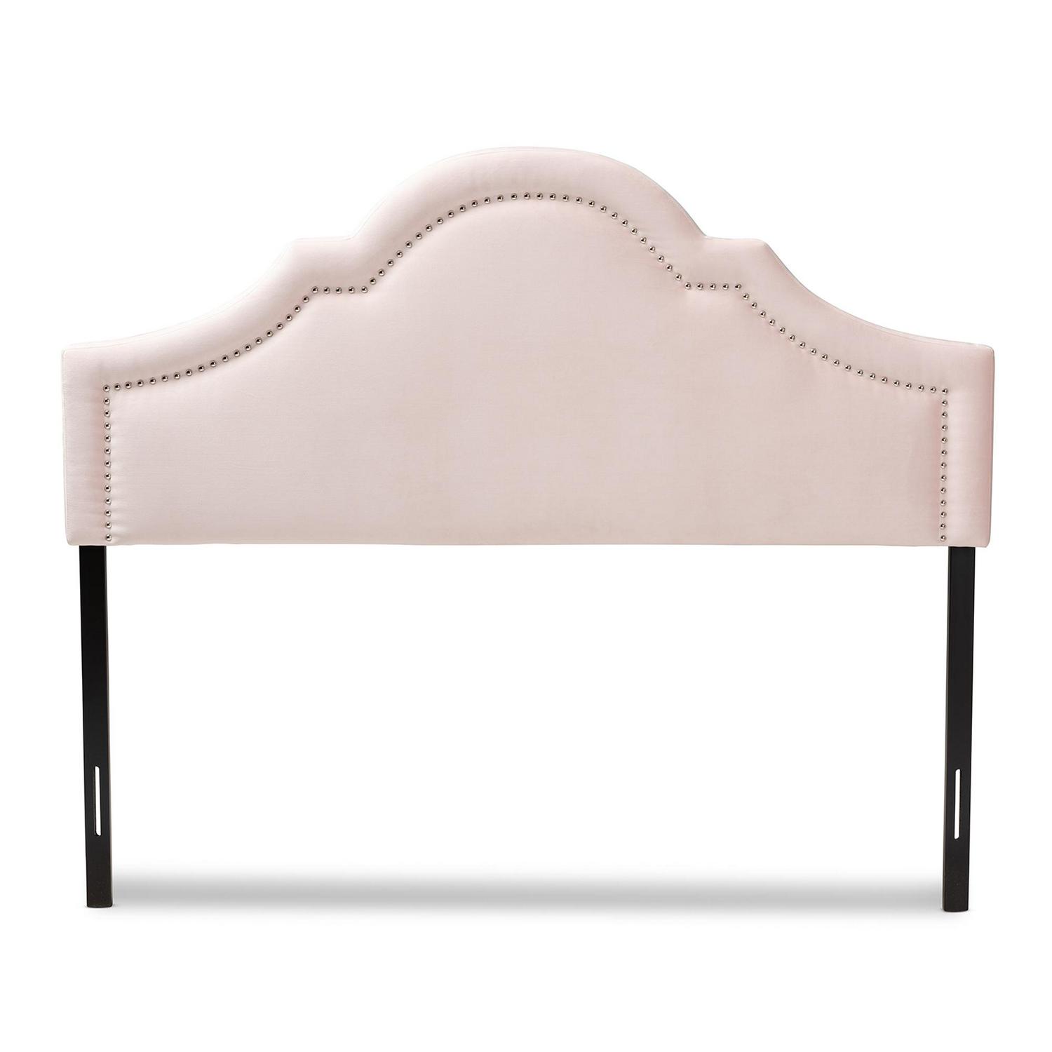 Baxton Studio Rita Modern and Contemporary Light Pink Velvet Fabric Upholstered King Size Headboard  Crowdfused