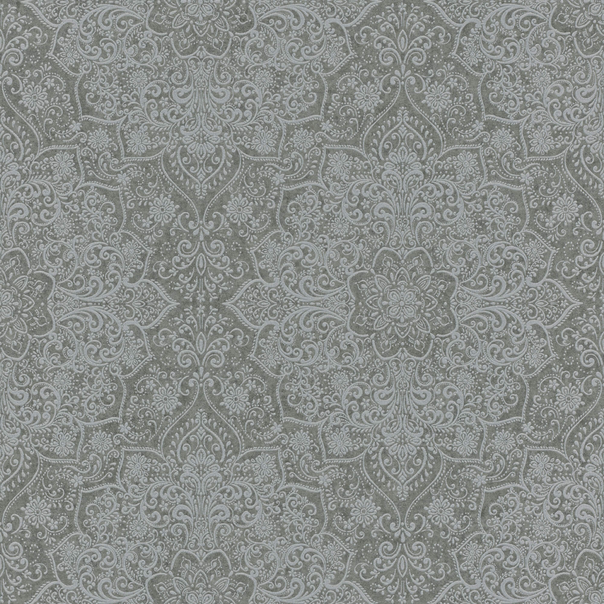 Sample Large Whimsical Ornamental Dark Grey Wallpaper