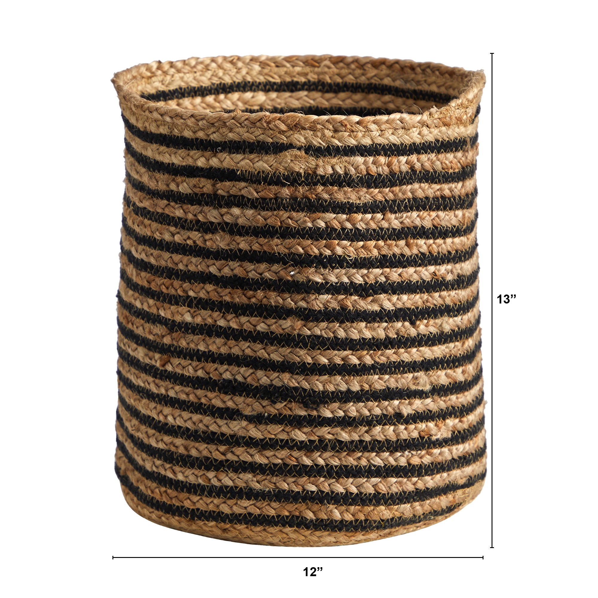 Nearly Natural Beige 13.5" x 13" Handmade Natural Jute Basket Planter