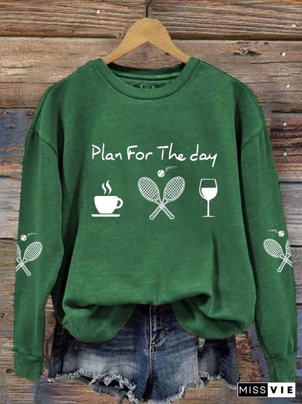 women's plan for the day tennis sweatshirt