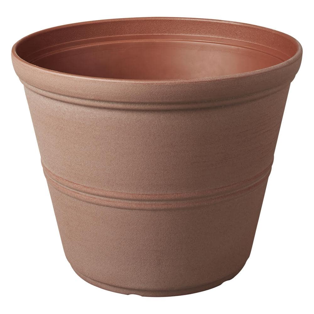 Vigoro 8 in. Hallie Small Peach Terracotta Plastic Planter (8 in. D x 6 in. H) with Drillable Drainage Holes DP1854P