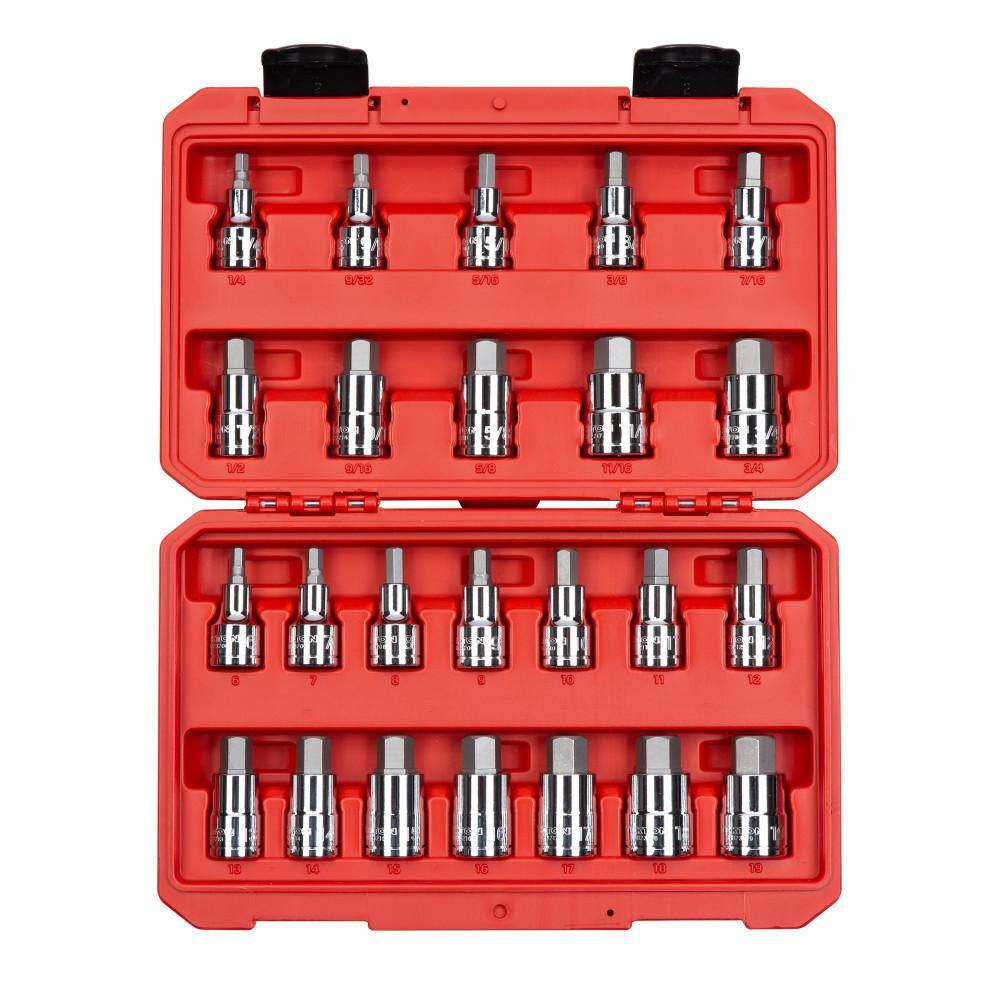 TEKTON SHB92301 1/2 in. Drive Hex Bit Socket Set (24-Piece)