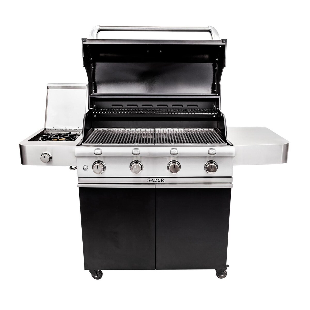 Saber Deluxe Black 670 40-Inch 4-Burner Infrared Propane Gas Grill With Side Burner