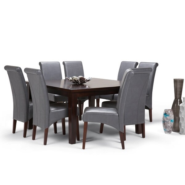 WYNDENHALL Franklin Transitional 9 Pc Dining Set with 6 Upholstered Dining Chairs and 54 inch Wide Table