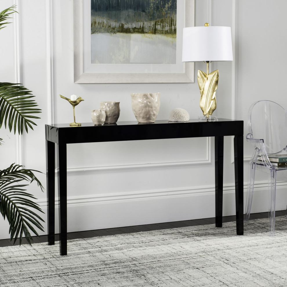 Sandi Mid Century Scandinavian Lacquer Console Table Black   Transitional   Console Tables   by Virgil Stanis Design  Houzz