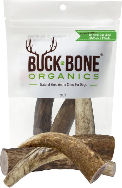 Buck Bone Organics Small Whole Elk Antler Dog Treats， 3 count