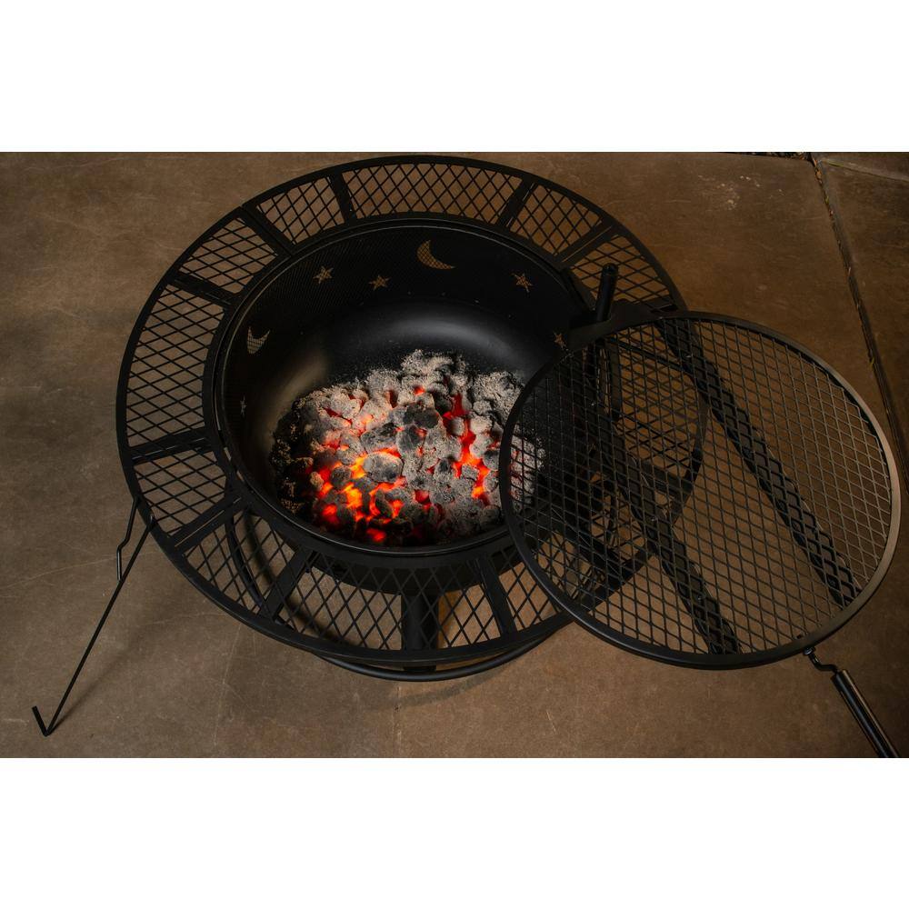 Sterling Oaks Nightstar 32.7 in. Fire Pit with Grill and Poker 52124