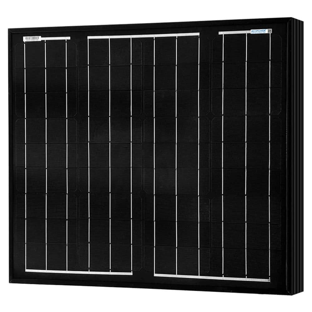 ACOPower 50-Watt 12-Volt All Black Mono Solar Panel Compatible with Portable Chest Fridge Freezer Cooler Panel HY050-12M