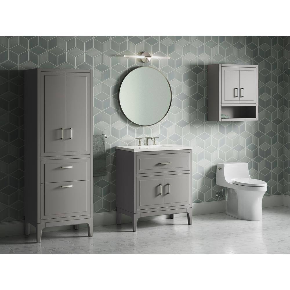 KOHLER Seer 30.125 in. W x 18.0625 in. D x 35.8125 in. H Bathroom Vanity in Mohair Grey with Quartz Top K-33552-ASB-1WT