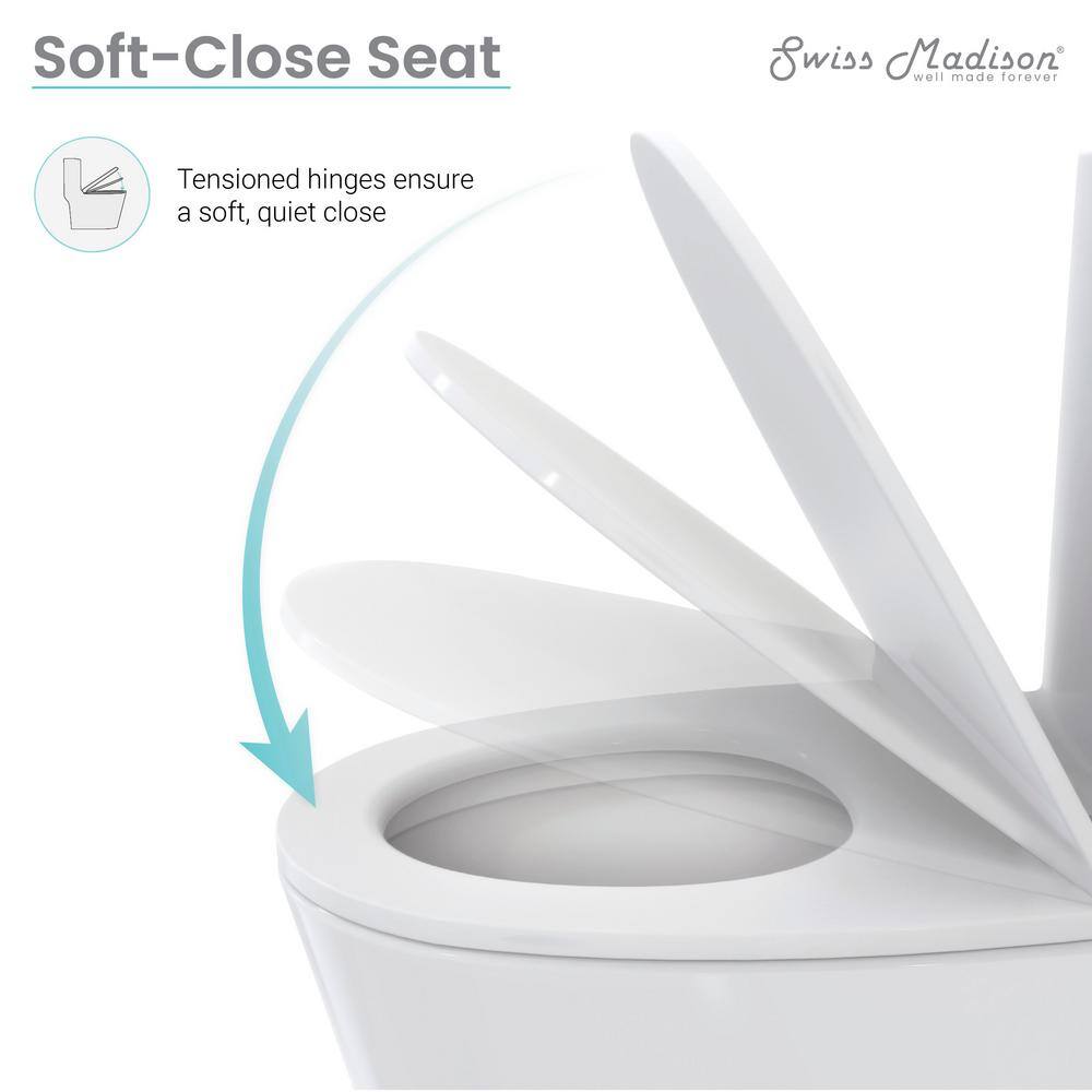 Swiss Madison Eclair One-Piece 0.81.28 GPF Dual Flush Square Toilet in Glossy White Seat Included SM-1T288