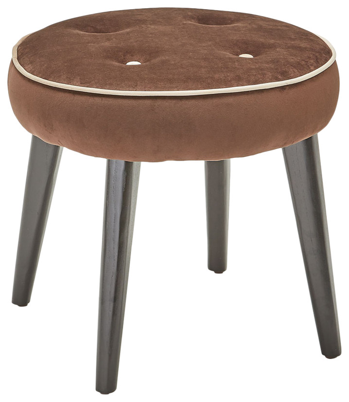 Palo Alto Round Ottoman Stool  Mushroom  Espresso   Midcentury   Footstools And Ottomans   by Michael Amini  Houzz