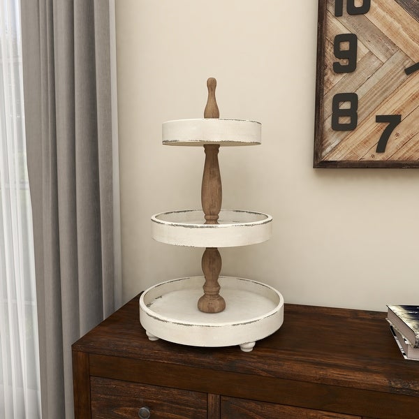 White MDF Farmhouse Tiered Server 24 x 15 x 15 - 15 x 15 x 24