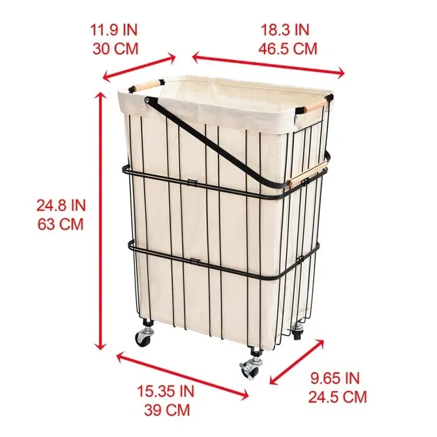 Mobile Rolling Storage Laundry Basket Cart With Handle