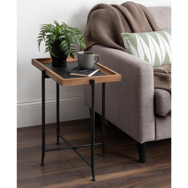 Kate And Laurel Mecabe Rectangle Metal Side Table 19 75x13 5x23 25 Rustic Brown And Black