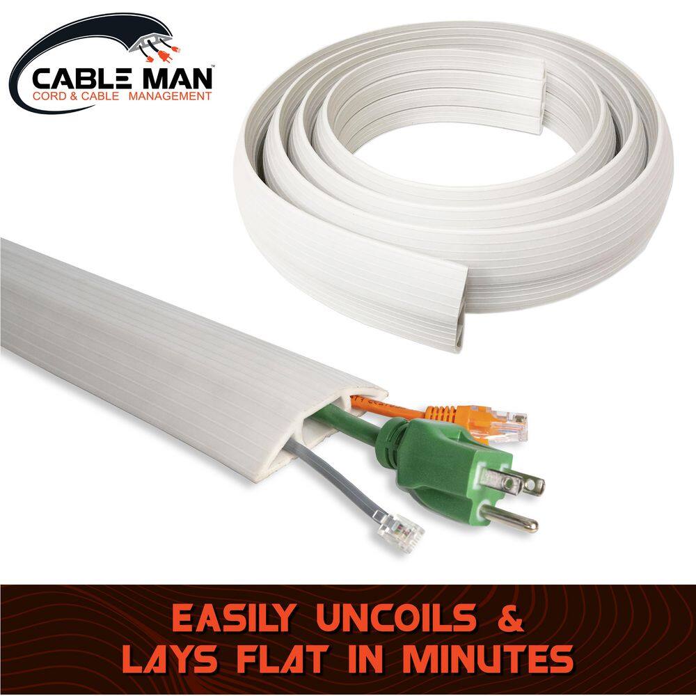 10 ft. Residential Grade 3-Channel Ivory Wire Cord and Cable Protector 6000-W10C